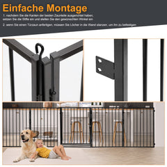 Jopassy Kaminschutzgitter 5-teilig 304 × 76 cm mit Tür Faltbar für Kinder und Haustiere