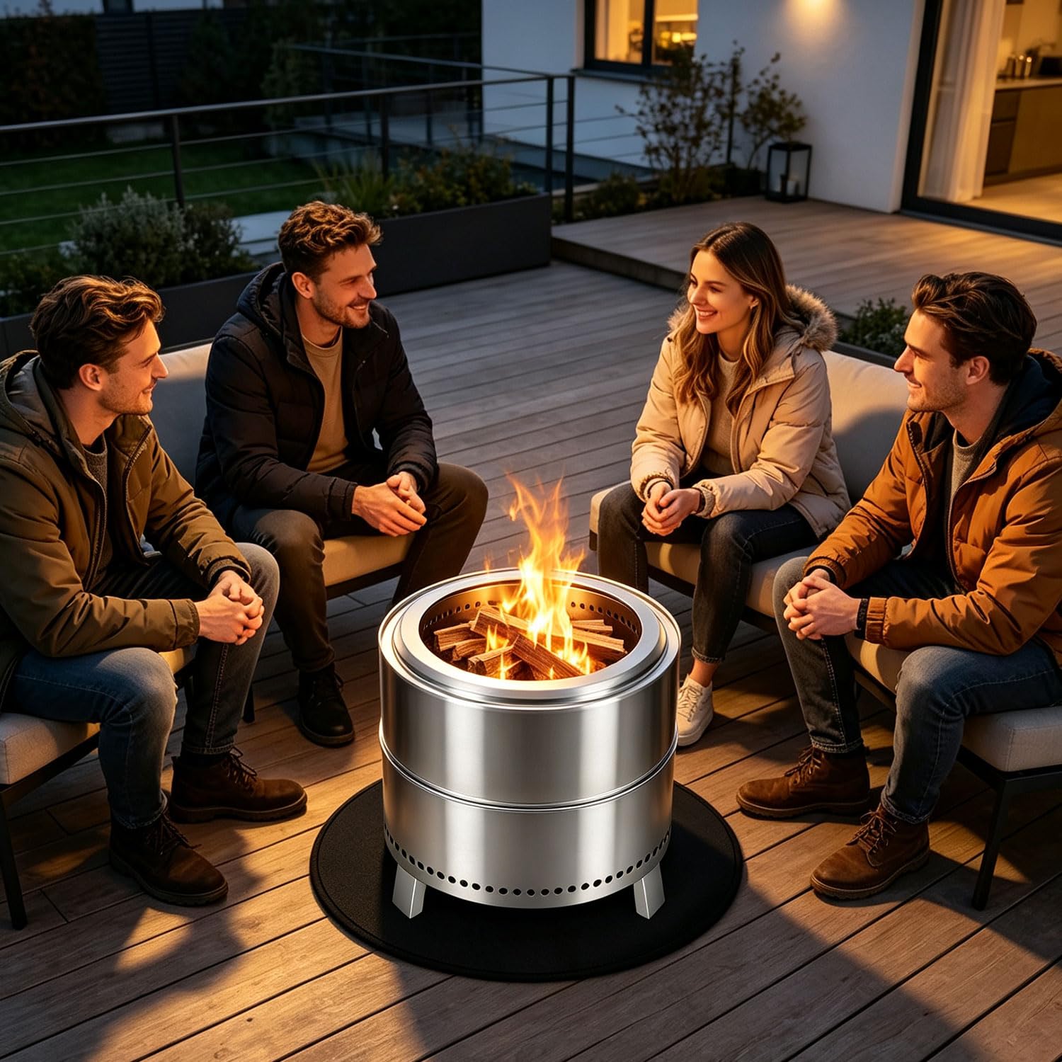 Jopassy Feuerschale Edelstahl Ø50 cm raucharm und klappbar