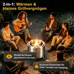 Jopassy Feuerschale Edelstahl Ø50 cm raucharm und klappbar