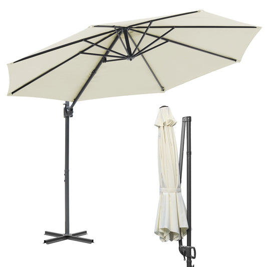 Jopassy Sonnenschirm Ampelschirm Ø 300 cm, Rund Marktschirm Groß 360° Rotation, für Gärten, Terrassen