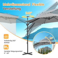 Jopassy Sonnenschirm Ampelschirm Ø 300 cm, Rund Marktschirm Groß 360° Rotation, für Gärten, Terrassen