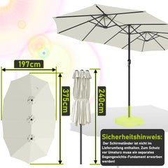 Jopassy Sonnenschirm Doppelsonnenschirm, Gartenschirm mit Kurbel, ohne Ständer