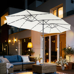 Jopassy Sonnenschirm mit Kurbel, Gartenschirm, mit LED Solar, ohne Ständer