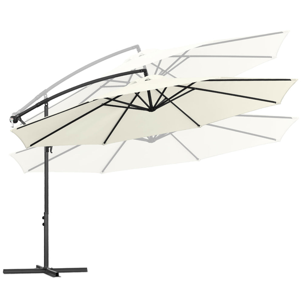 Jopassy Sonnenschirm Ø 300/350 cm, Ampelschirm mit Ständer und Kurbe