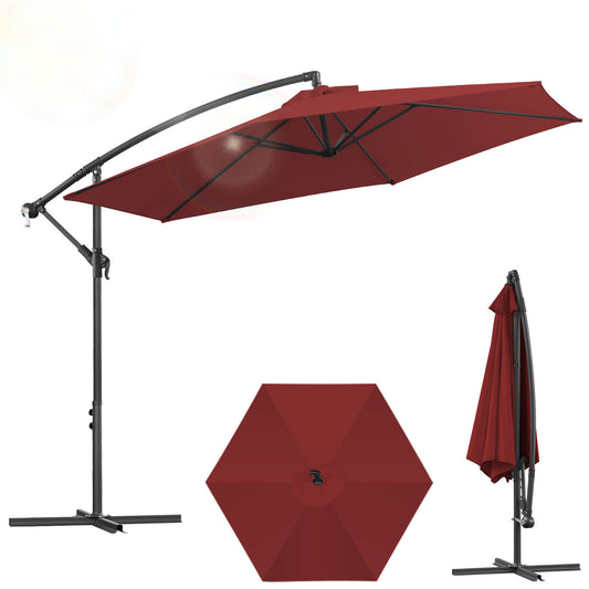 Jopassy Sonnenschirm Ø 300/350 cm, Ampelschirm mit Ständer und Kurbe