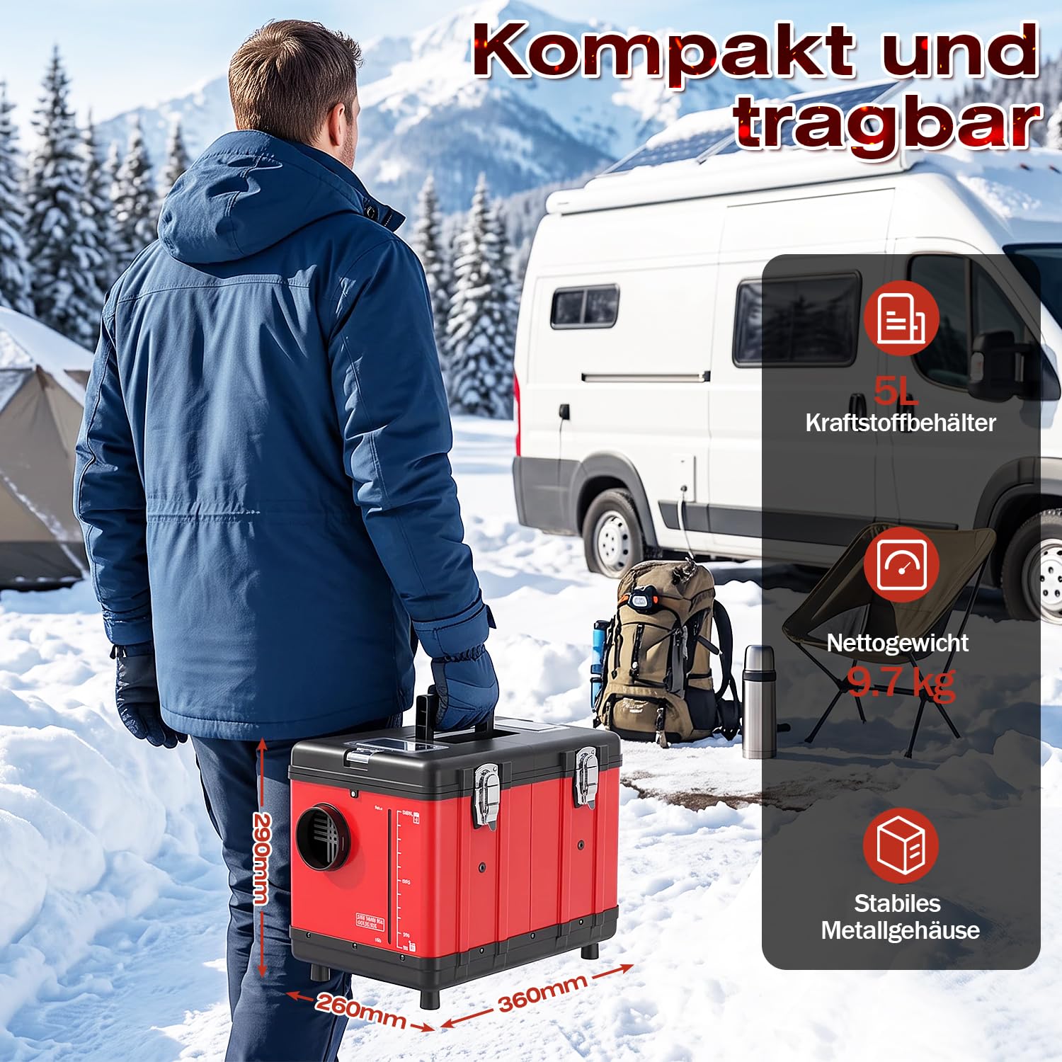 Jopassy Diesel Standheizung 12V/24V/230V 5L mit LCD und Fernbedienung