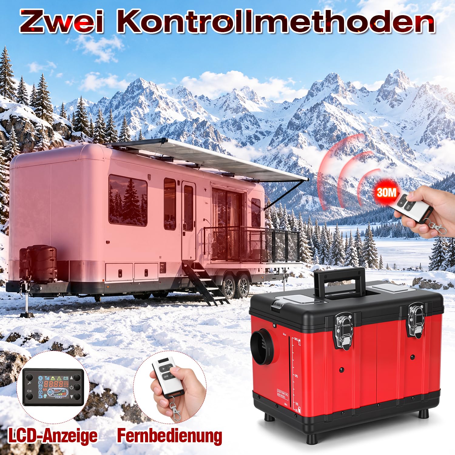 Jopassy Diesel Standheizung 12V/24V/230V 5L mit LCD und Fernbedienung