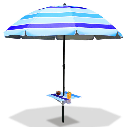 Jopassy Strandschirm Strand Ø 213cm, Sonnenschirm mit Tisch&Haken & Tragetasche,  Neigungswinkel und Höhe verstellbar