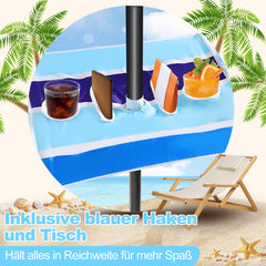 Jopassy Strandschirm Strand Ø 213cm, Sonnenschirm mit Tisch&Haken & Tragetasche,  Neigungswinkel und Höhe verstellbar