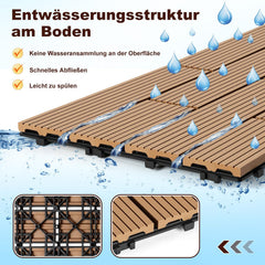 Jopassy WPC Terrassenfliesen 30x60 cm Teak für Balkon und Terrasse