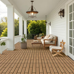 Jopassy WPC Terrassenfliesen 30x60 cm Teak für Balkon und Terrasse