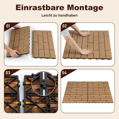 Jopassy WPC Terrassenfliesen 30x60 cm Teak für Balkon und Terrasse