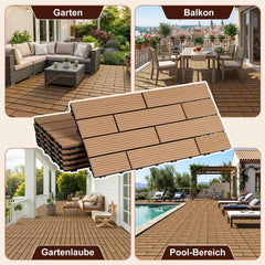 Jopassy WPC Terrassenfliesen 30x60 cm Teak für Balkon und Terrasse