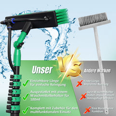 Jopassy Teleskop Waschbürste 3,6M/4,8M/7,2M, Waschbürste mit Teleskopstiel, Teleskopbürste mit Wasseranschluss