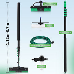 Jopassy Teleskop Waschbürste 3,6M/4,8M/7,2M, Waschbürste mit Teleskopstiel, Teleskopbürste mit Wasseranschluss