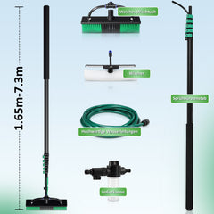 Jopassy Teleskop Waschbürste 3,6M/4,8M/7,2M, Waschbürste mit Teleskopstiel, Teleskopbürste mit Wasseranschluss