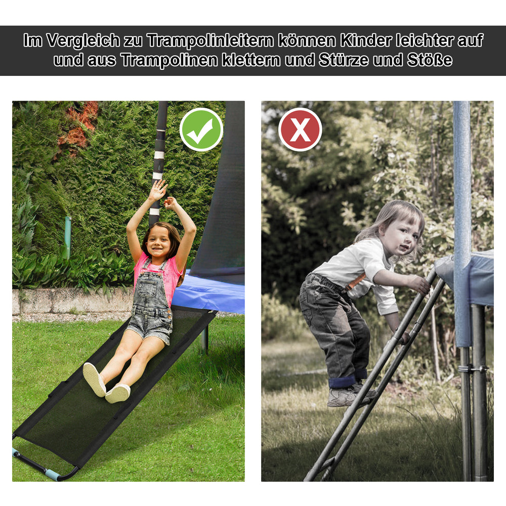 Jopassy Trampolin Rutsche 150 cm, Trampolinleiter & Trampolinzubehör für Kindertrampolin, bis 100 kg belastbar, aus verzinktem Rohr & PP, für Trampoline ab 10 ft