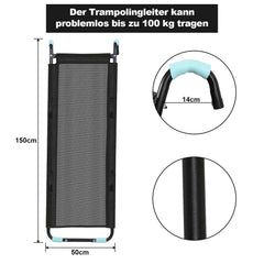 Jopassy Trampolin Rutsche 150 cm, Trampolinleiter & Trampolinzubehör für Kindertrampolin, bis 100 kg belastbar, aus verzinktem Rohr & PP, für Trampoline ab 10 ft