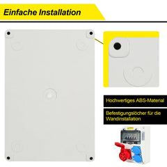 Jopassy Baustromverteiler 16A 400V mit 1× CEE 16A und 2× Schuko 230V IP44