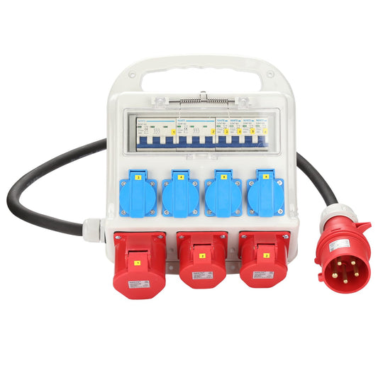 Jopassy Baustromverteiler 32A 400V mit 2× CEE 16A 1× CEE 32A und 4× Schuko IP44