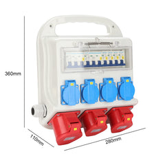 Jopassy Baustromverteiler 32A 400V mit 2× CEE 16A 1× CEE 32A und 4× Schuko IP44