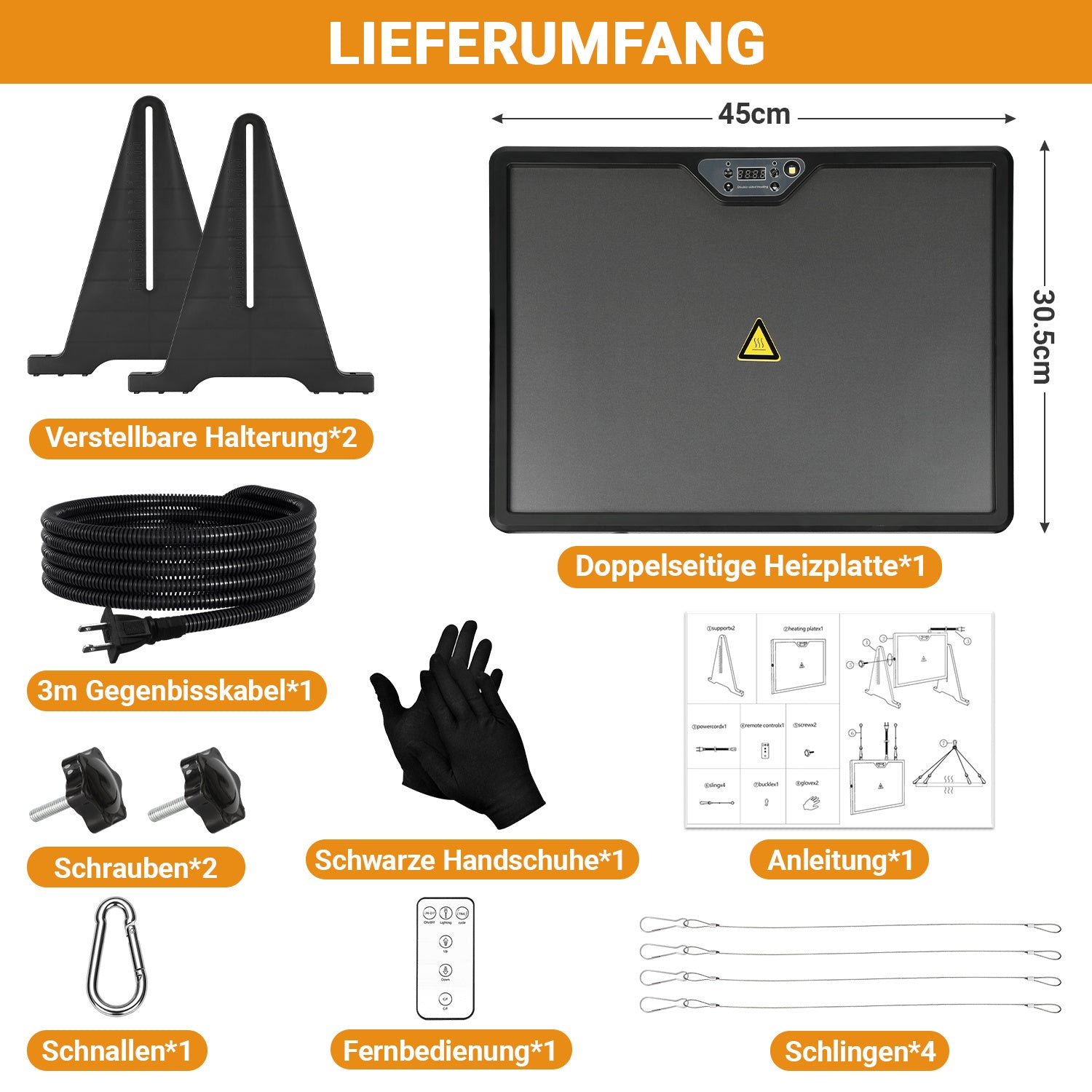 Jopassy Wärmeplatte Küken, Hühnerstall Heizung 300W, Doppelseitige Heizplatte 30-75°C, Höhenverstellbar