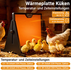 Jopassy Wärmeplatte Küken, Hühnerstall Heizung 300W, Doppelseitige Heizplatte 30-75°C, Höhenverstellbar
