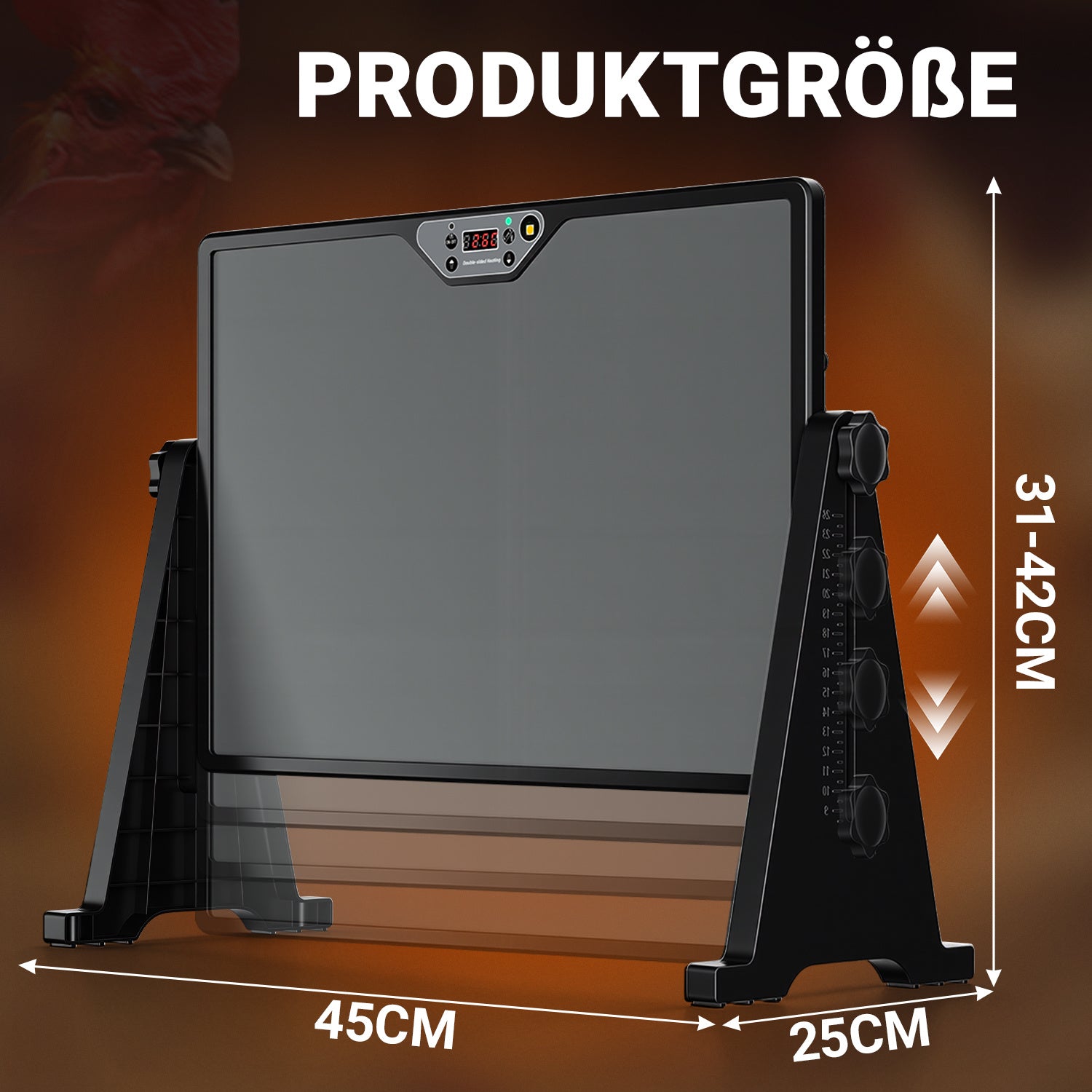 Jopassy Wärmeplatte Küken, Hühnerstall Heizung 300W, Doppelseitige Heizplatte 30-75°C, Höhenverstellbar