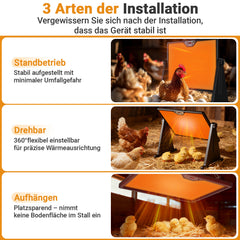 Jopassy Wärmeplatte Küken, Hühnerstall Heizung 300W, Doppelseitige Heizplatte 30-75°C, Höhenverstellbar