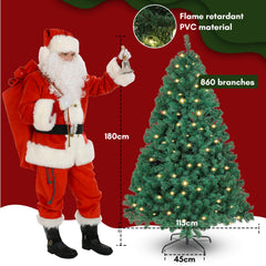 Jopassy Künstlicher Weihnachtsbaum 120/150/180/210 cm mit LED Beleuchtung und Metallständer