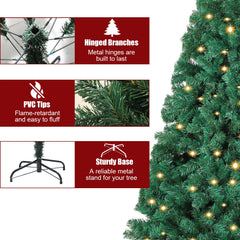Jopassy Künstlicher Weihnachtsbaum 120/150/180/210 cm mit LED Beleuchtung und Metallständer