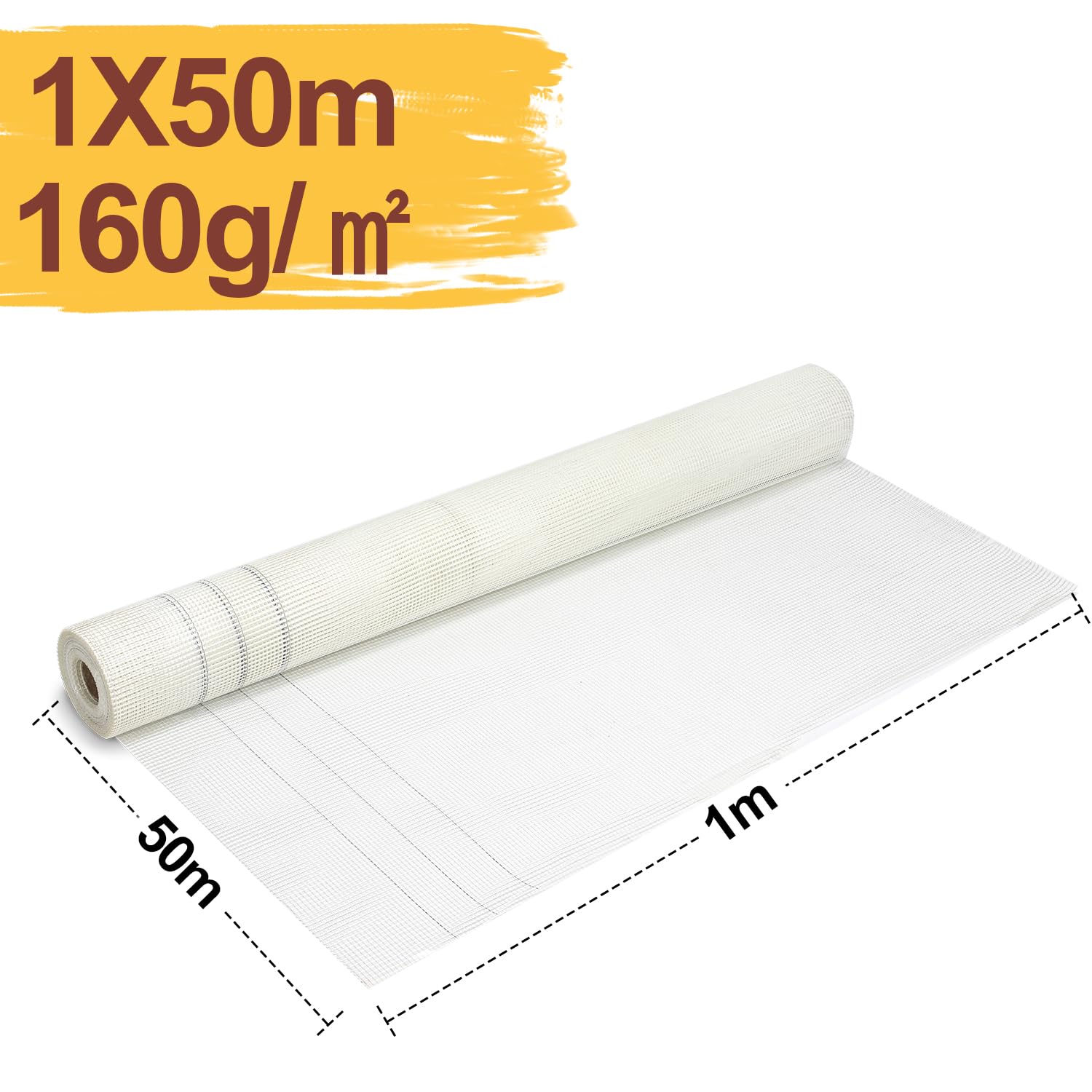 Jopassy Armierungsgewebe 160 g/m² 50 m Rolle Glasfasergewebe für Innenputz Außenputz