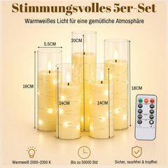 Jopassy LED Kerzen 3er/5er Set mit Lichterkette Fernbedienung und Timer
