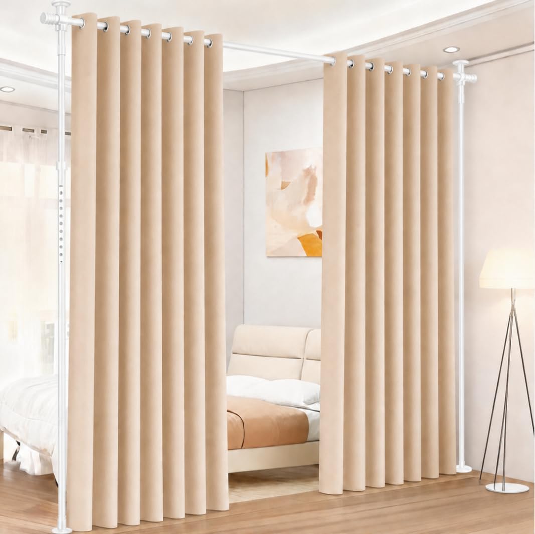 Jopassy Raumteiler Gardinenstange ohne Bohren 122–305 cm freistehend