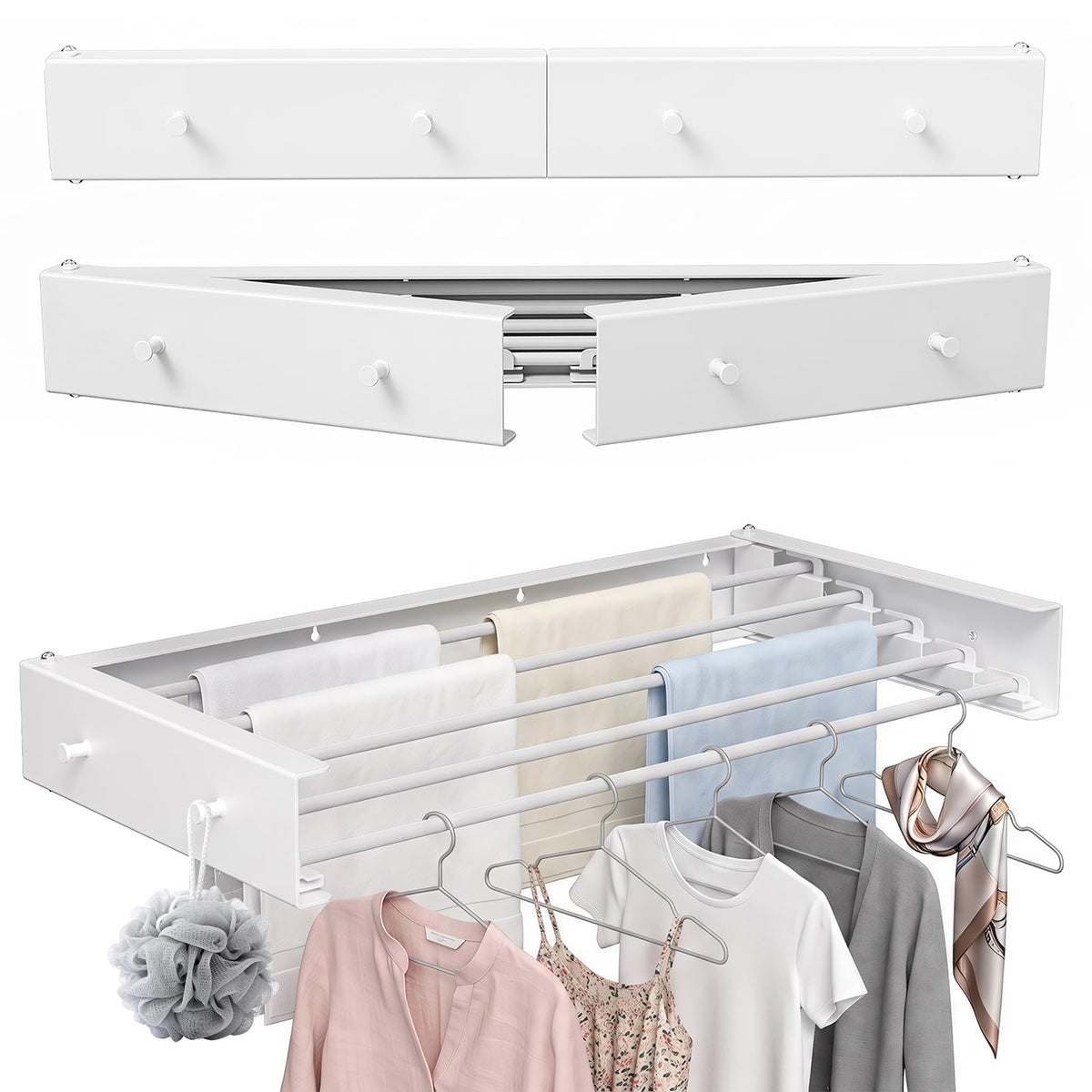 Jopassy Wandwäscheständer klappbar 80/100 cm für Balkon und Innenbereich