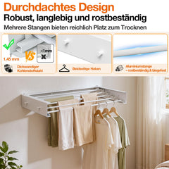 Jopassy Wandwäscheständer klappbar 80/100 cm für Balkon und Innenbereich