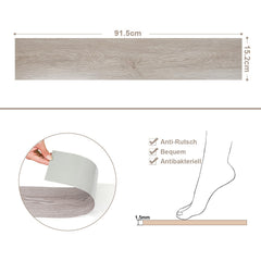 Jopassy PVC Bodenbelag selbstklebend 1,5 mm Vinylboden Holzoptik