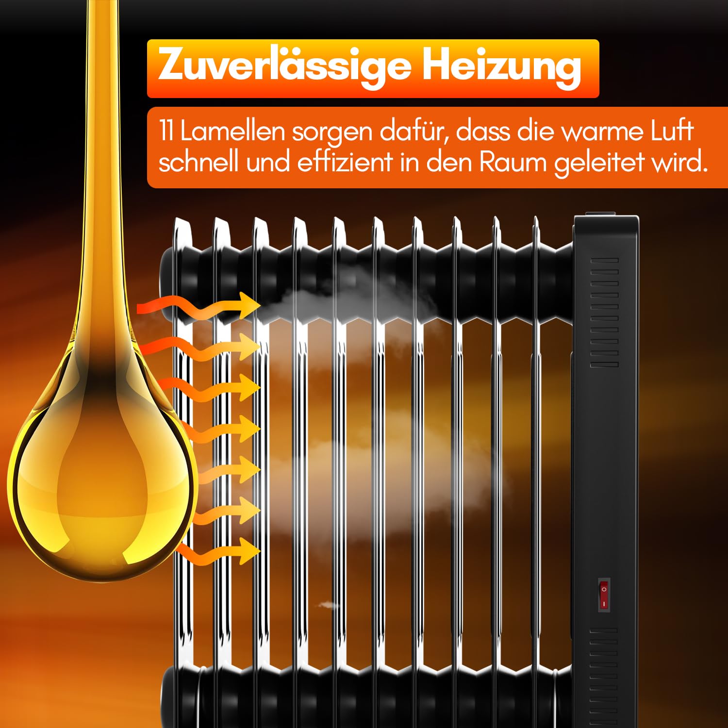 Jopassy Ölradiator 2500W mit 11 Rippen WLAN App Fernbedienung und Thermostat