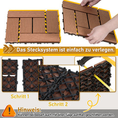 Jopassy WPC Terrassenfliesen 30x30 cm, Klickfliesen in Holzoptik, wasserfest