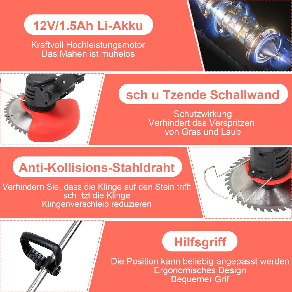 Rasen Kantenschneider mit 2X 1.5Ah Akkus