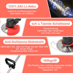Rasen Kantenschneider mit 2X 1.5Ah Akkus