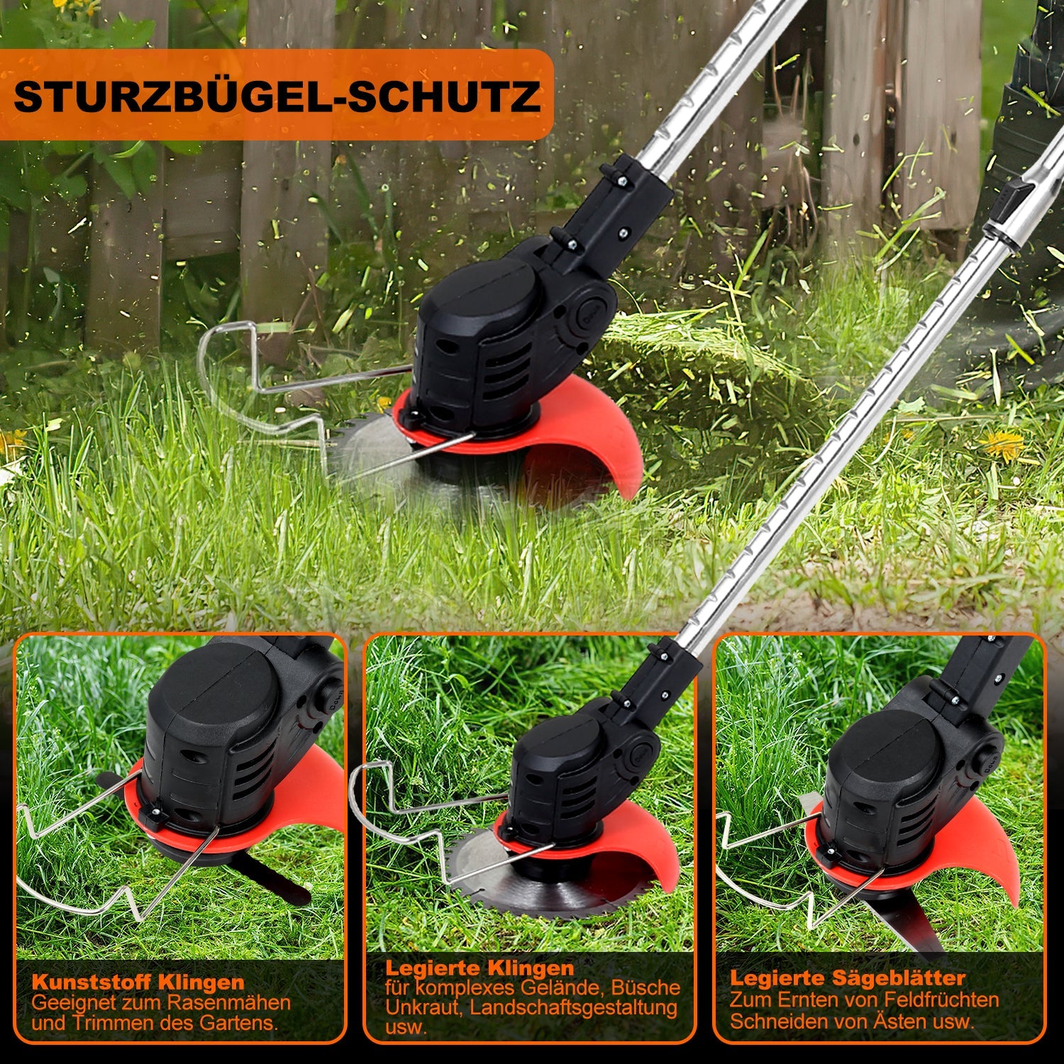 Rasen Kantenschneider mit 2X 1.5Ah Akkus