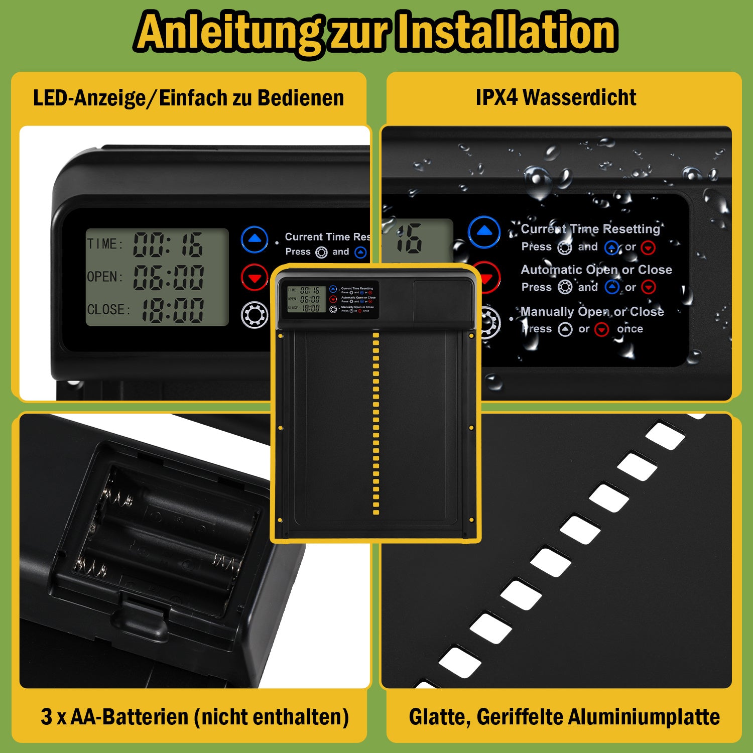 Jopassy Automatische Hühnerklappe mit Timer LCD Display