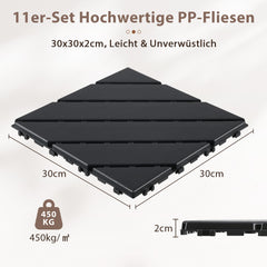 Jopassy PP Klickfliesen 30 x 30 cm für Balkon und Terrasse