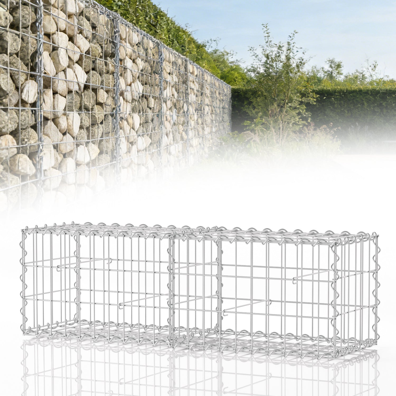 Jopassy Gabionenkorb 100x30x30 cm 2 Stück verzinkt für Gartenzaun