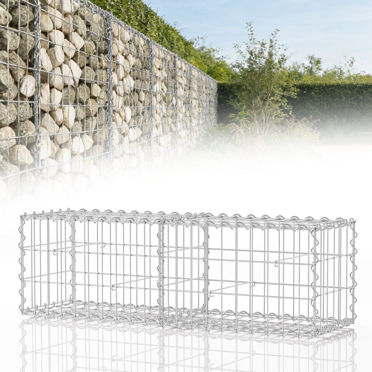 Jopassy Gabionenkorb 100x30x30 cm 2 Stück verzinkt für Gartenzaun