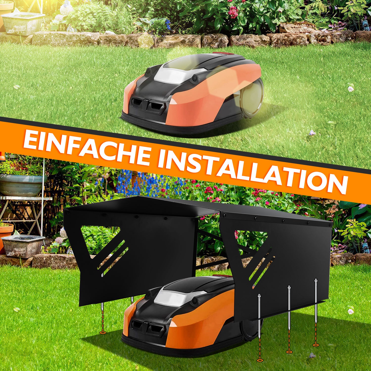Jopassy Mähroboter Garage aus verzinktem Stahl mit UV-Schutz