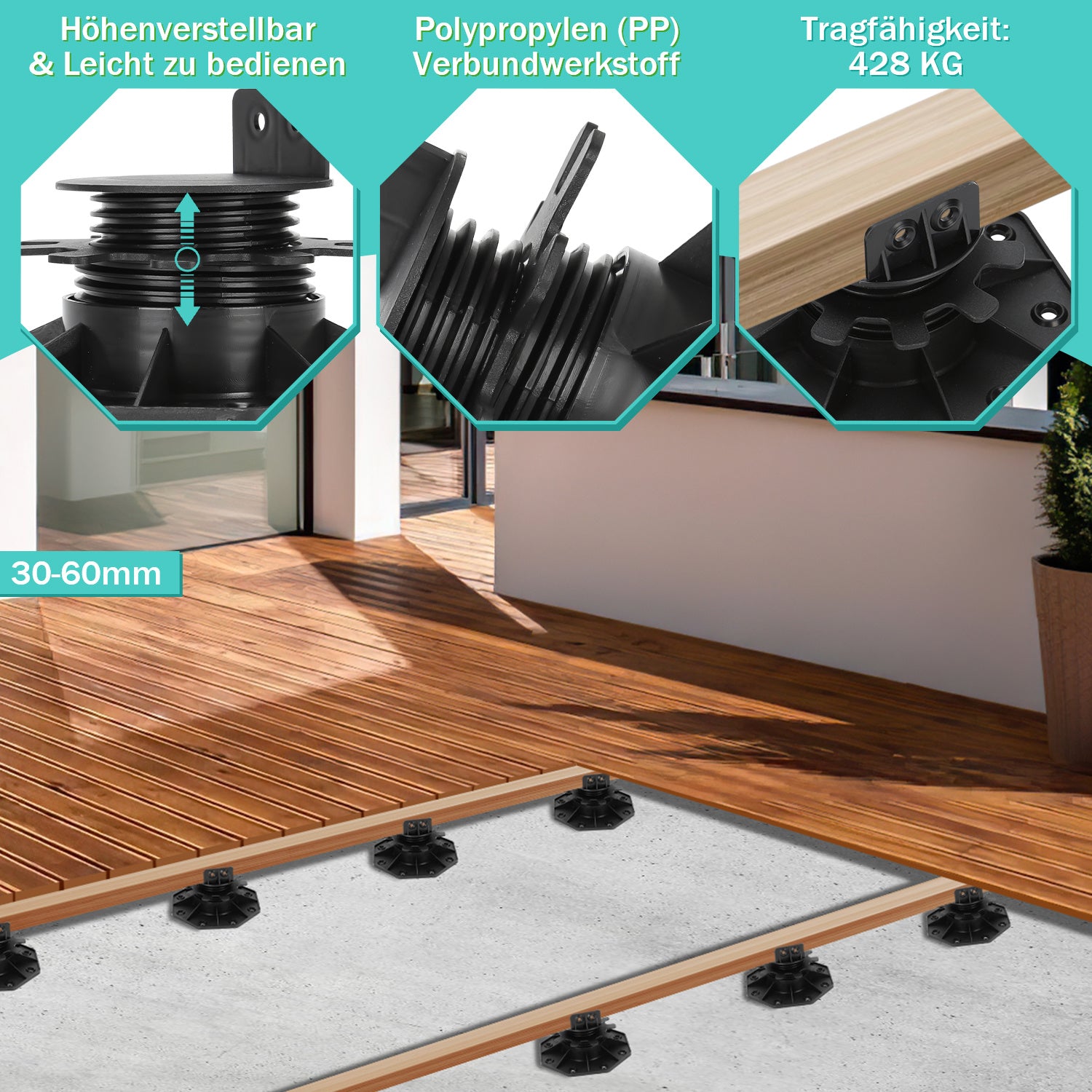 Jopassy Höhenverstellbare Stelzlager für Terrassenplatten
