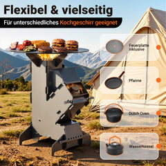 Jopassy Raketenofen 34x57 cm mit Grillplatte Outdoor BBQ