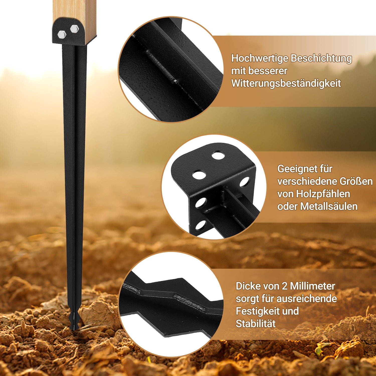 Jopassy Pfostenanker zum Einschlagen für Zaun und Gartenbau